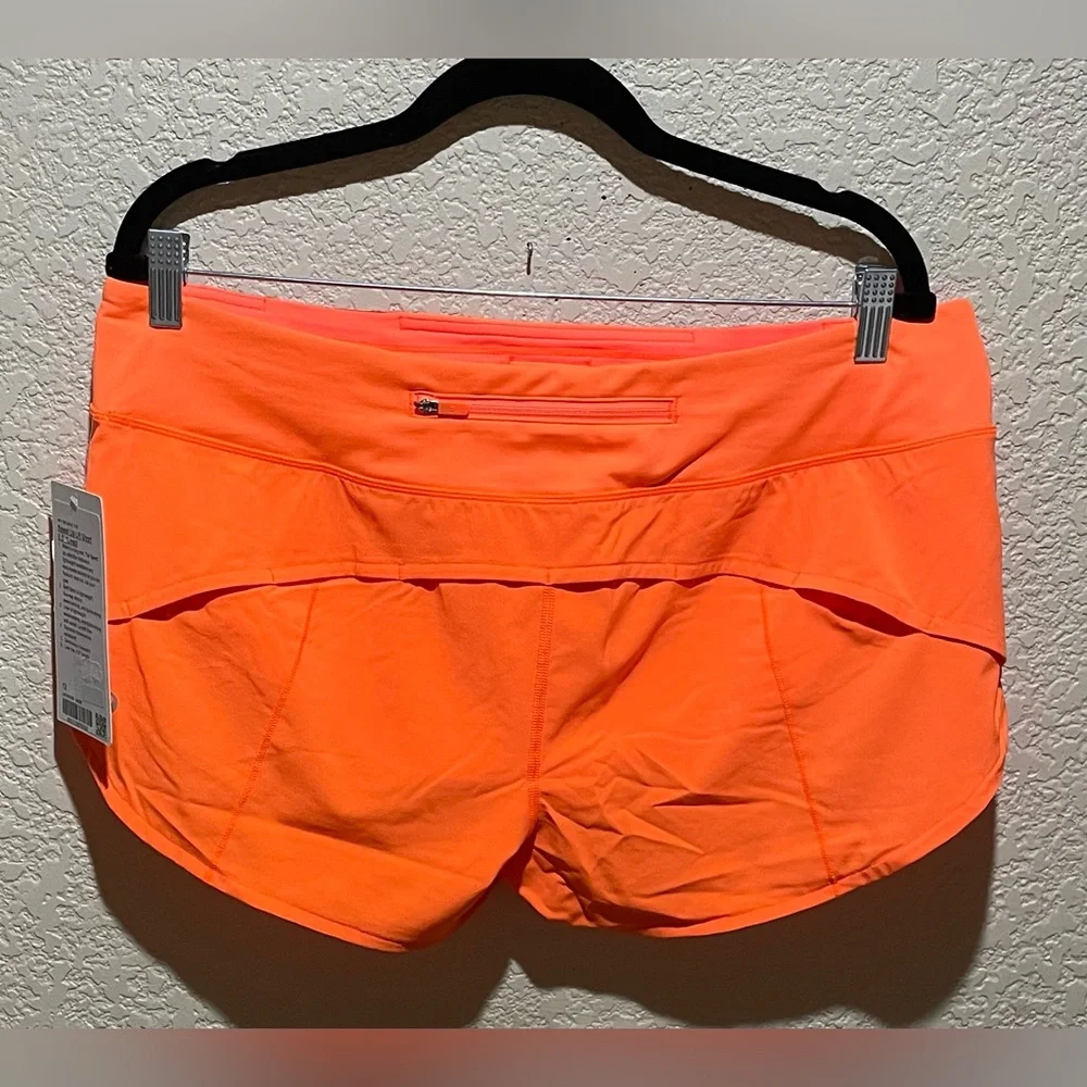 NWT Lululemon Speed Up Low Rise 2.5” Shorts Lined Highlighter Orange Size 12